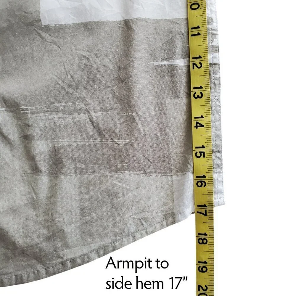 ALFANI All Cotton Painted Blocks Regular-Fit Stretch Printed Button-Down Shirt M - Picture 12 of 13